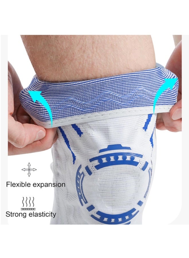 Bincoo 2 Pcs Sports Knee Brace Support Pads, Anti-Slip Breathable, Joint Pain Relief, Injury Rehabilitation, For Running, Cycling, Basketball, Gym, Size XL (White) - Image 4